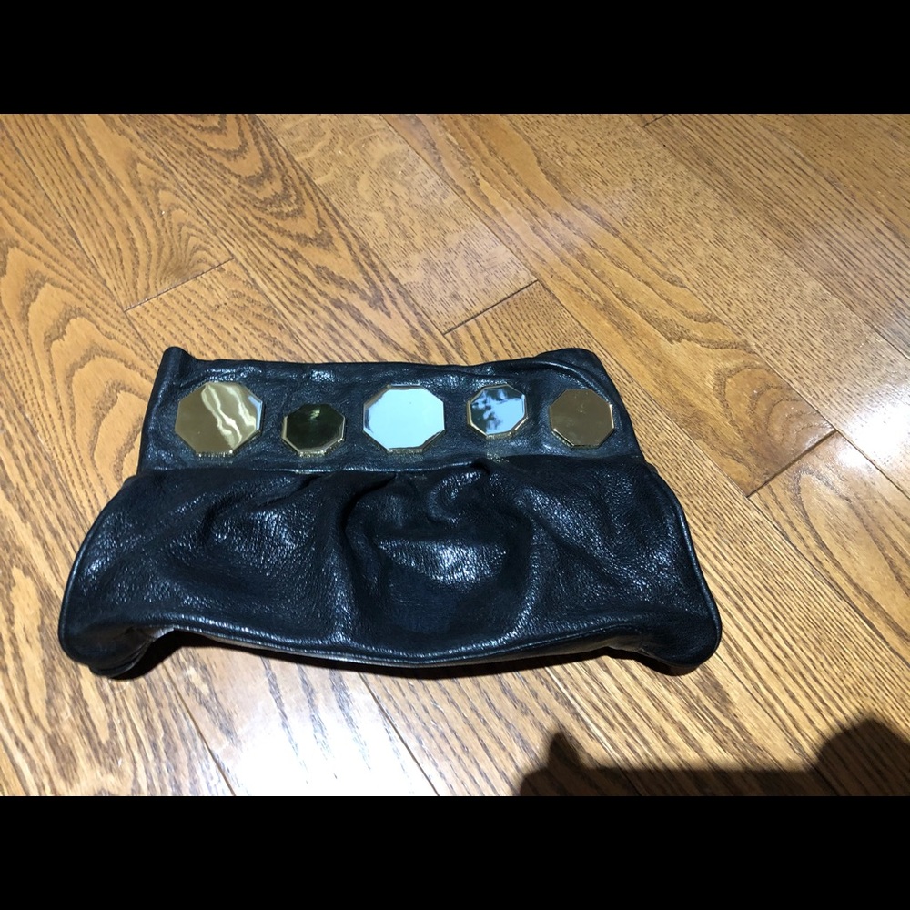 Treesje Black Leather Clutch